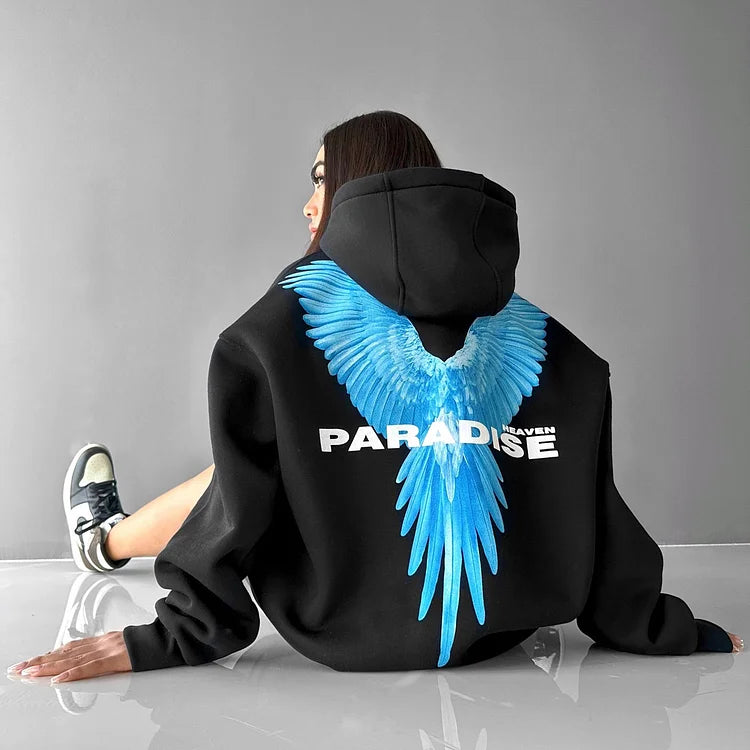 Blohsino.com Unisex Wings Graphic Print Casual Oversized Hoodie