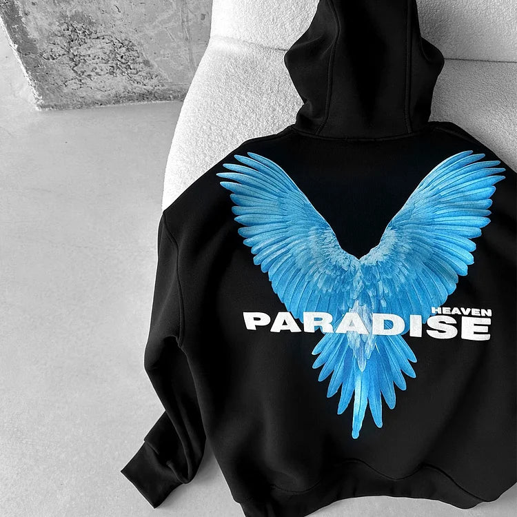 Blohsino.com Unisex Wings Graphic Print Casual Oversized Hoodie