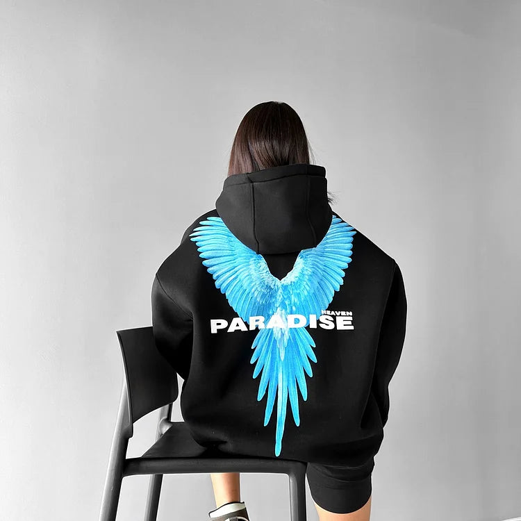 Blohsino.com Unisex Wings Graphic Print Casual Oversized Hoodie